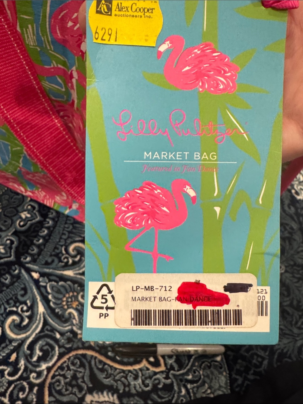 Lilly Pulitzer NWT  Pink Flamingo Print Tote with Green and Blue Accents - Picture 4 of 5